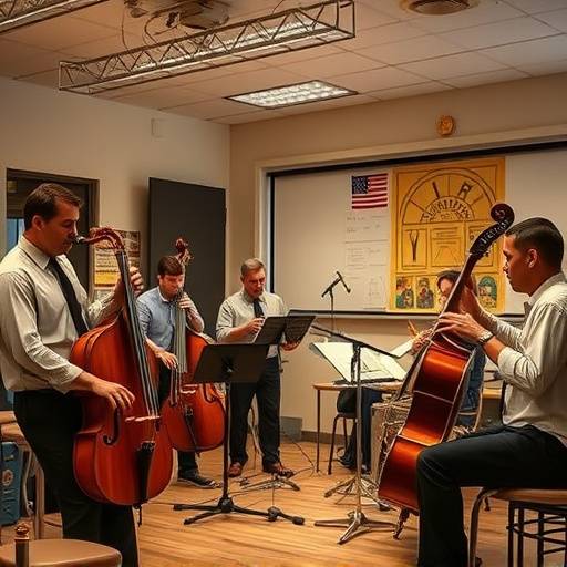 Jazz band improvising during a class