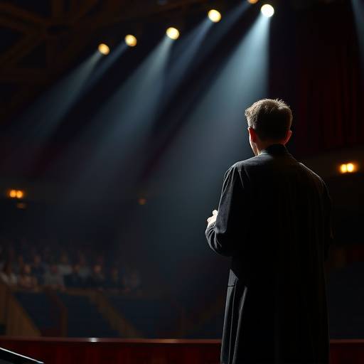 Opera singer performing on stage during a vocal class
