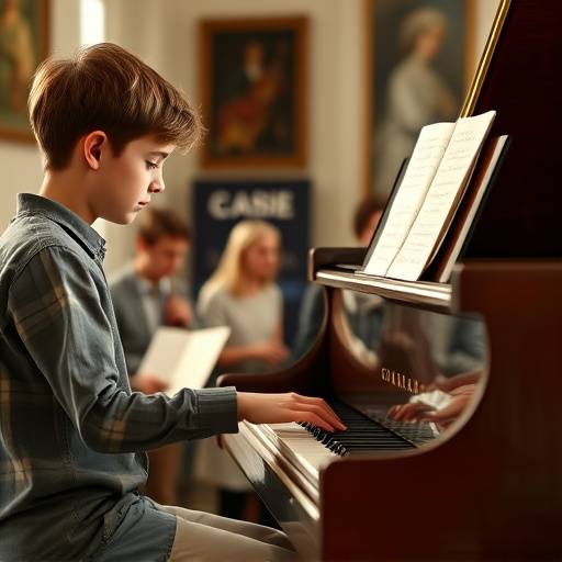 Student practicing piano in a classical music class